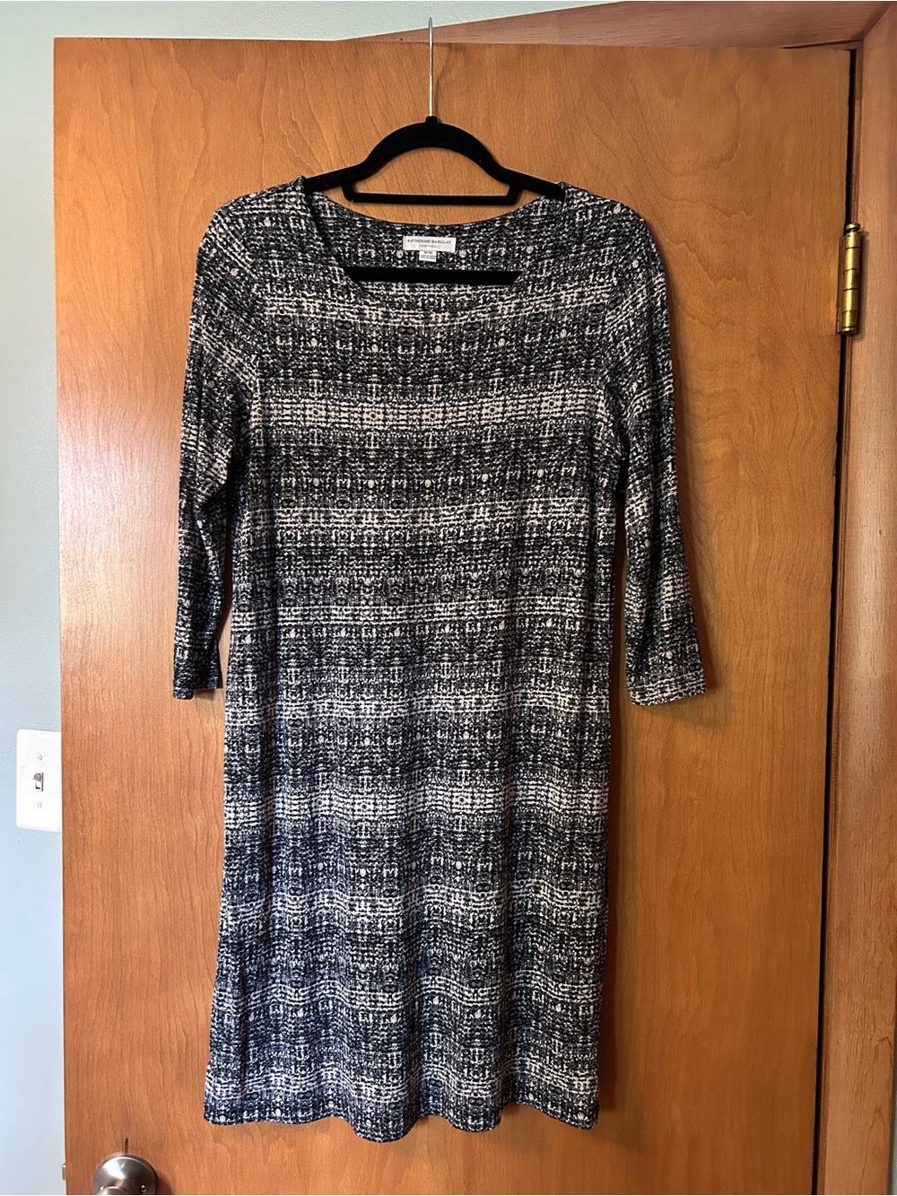 Katherine Barclay Classic Black & White Print Women's Dress - 3/4 Sleeve